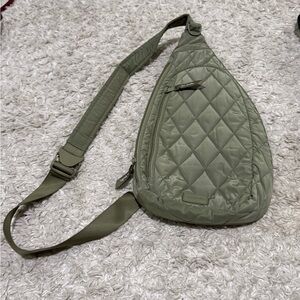 Vera Bradley Quilted Olive Green Crossbody Sling Bag